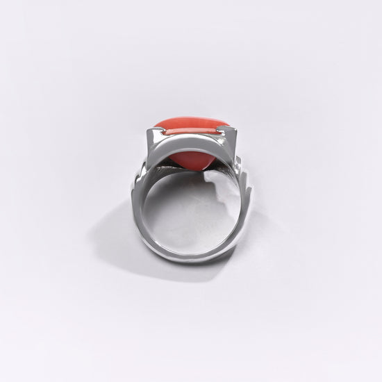 Premium Coral (Moonga) Ring in 925 Silver - #1233BT1 - Myra