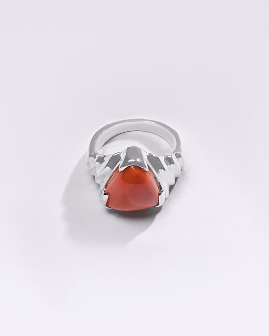 Premium Coral (Moonga) Ring in 925 Silver - #1233BT2 - Myra