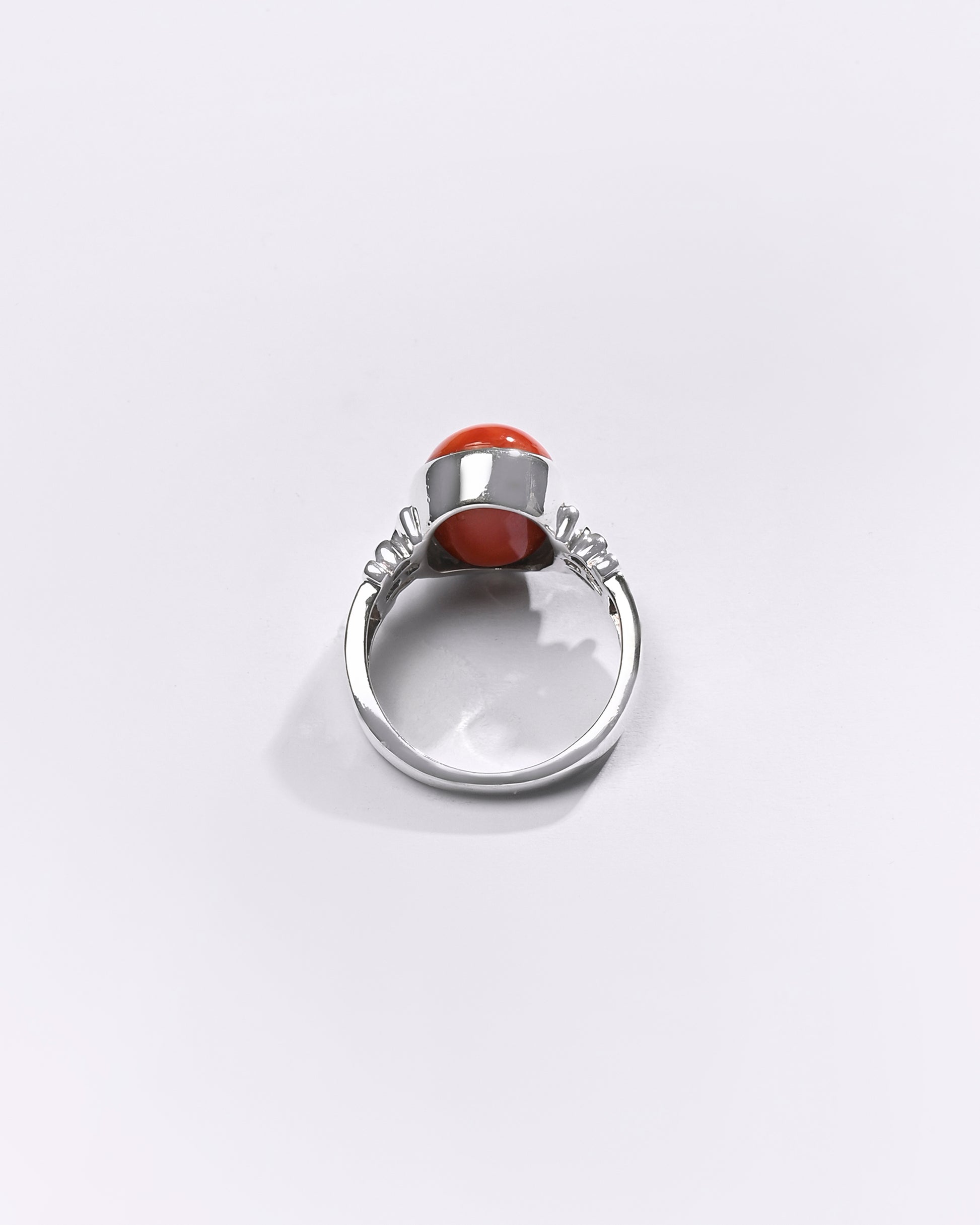 Premium Coral (Moonga) Ring in 925 Silver - #1199B - Myra