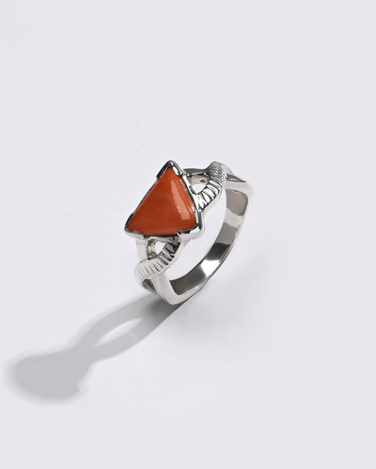 Coral (Moonga) Ring â€“ 925 Silver Minimalist - #1104N3 Tr - Myra