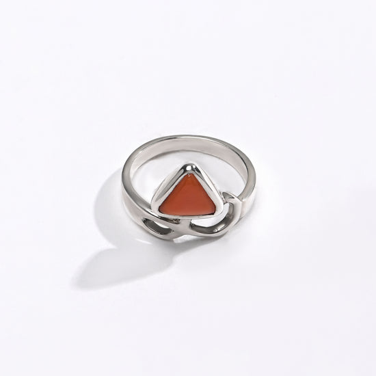 Classic Coral (Moonga) Ring – 925 Silver - #1110B Tr - Myra
