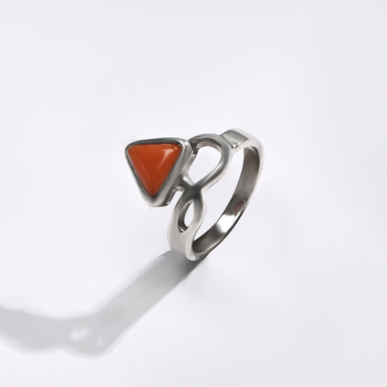 Classic Coral (Moonga) Ring – 925 Silver - #1110B Tr - Myra