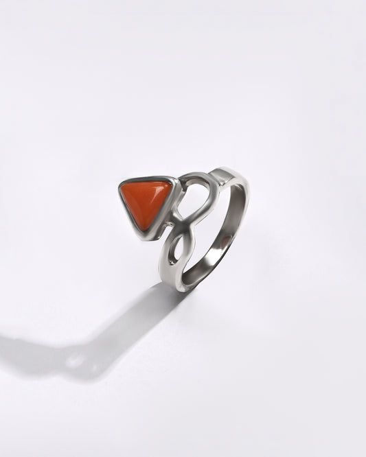 Classic Coral (Moonga) Ring â€“ 925 Silver - #1110B Tr - Myra