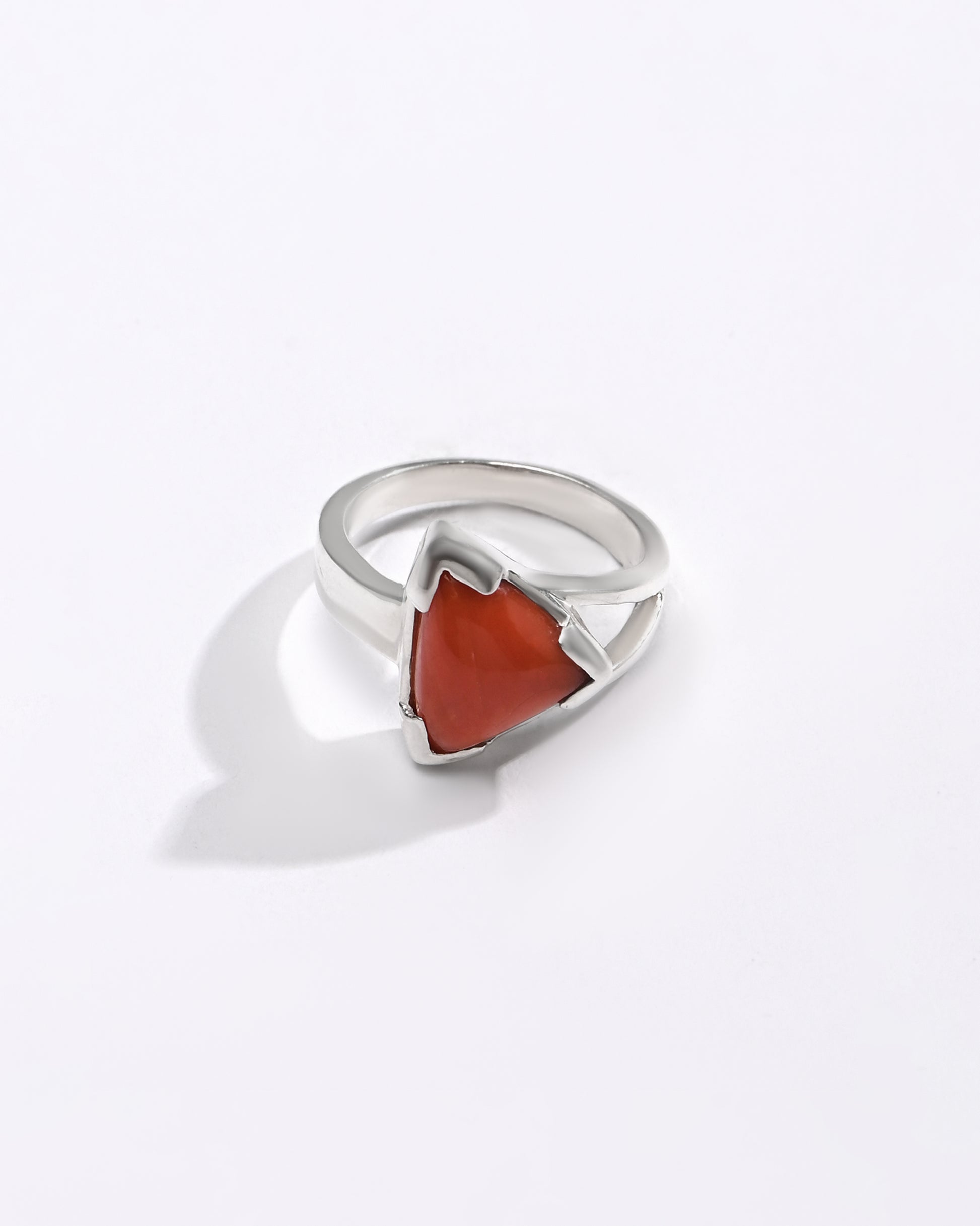 Daily Wear Coral (Moonga) Ring – 925 Silver - #1125N3 Tr - Myra