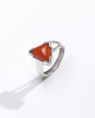 Daily Wear Coral (Moonga) Ring – 925 Silver - #1125N3 Tr - Myra
