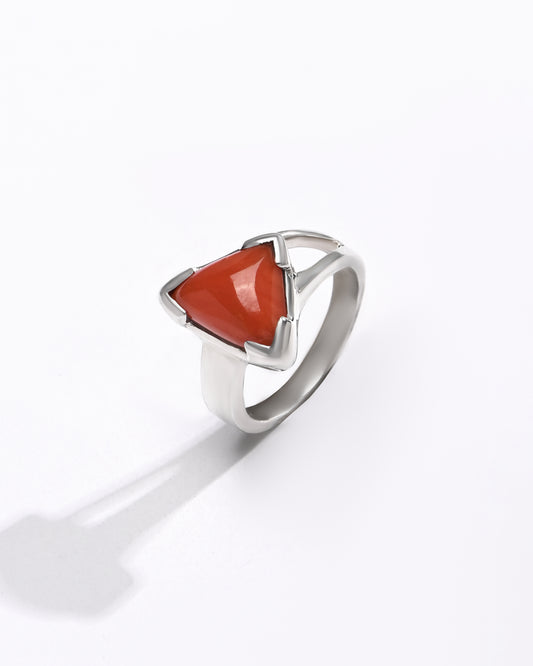 Daily Wear Coral (Moonga) Ring – 925 Silver - #1125N3 Tr - Myra