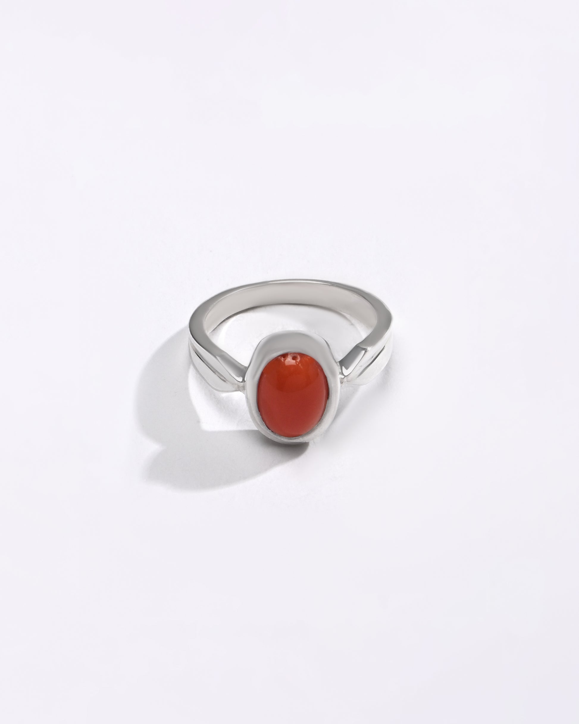 Coral (Moonga) Ring – Pure 925 Silver - #1136 Ov - Myra