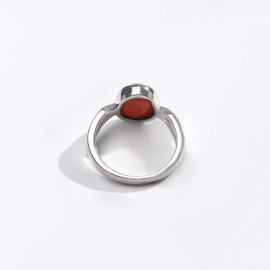 Coral (Moonga) Ring – Pure 925 Silver - #1136 Ov - Myra