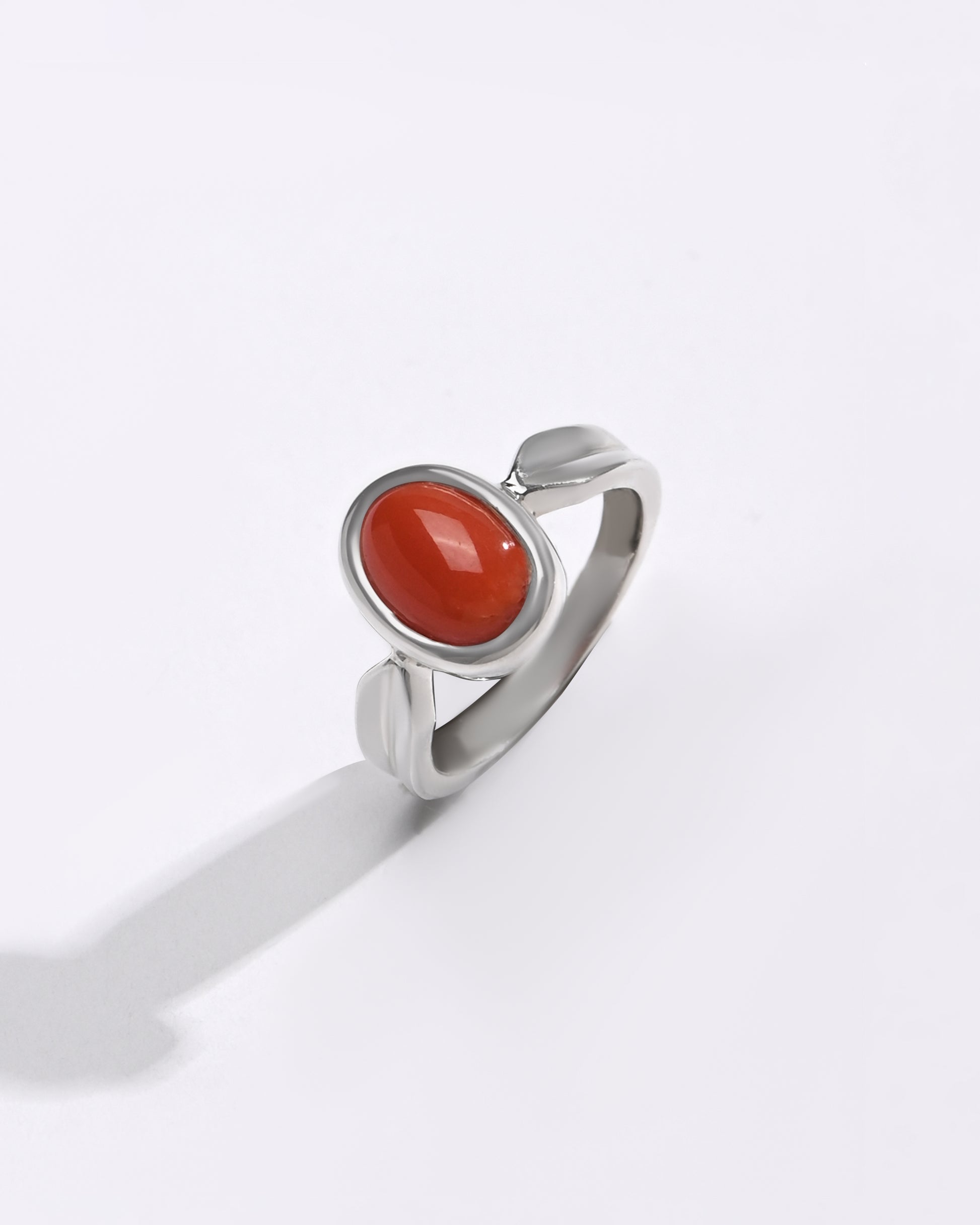 Coral (Moonga) Ring – Pure 925 Silver - #1136 Ov - Myra