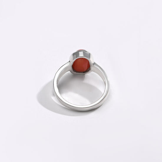 Elegant Coral (Moonga) Ring – 925 Silver - #1139 Ov - Myra