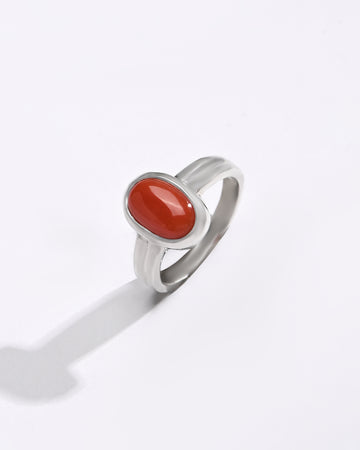 Elegant Coral (Moonga) Ring – 925 Silver - #1139 Ov - Myra