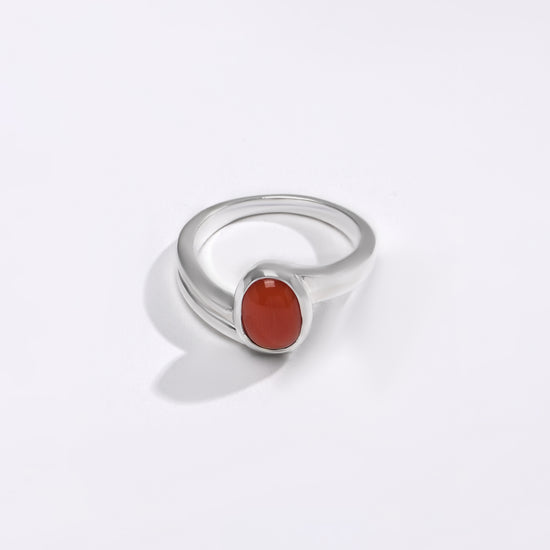Vedic Coral (Moonga) Ring – 925 Silver - #1153 Ov - Myra