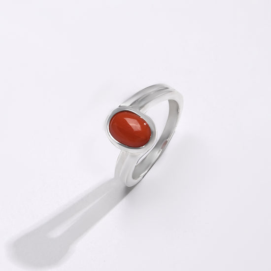 Vedic Coral (Moonga) Ring – 925 Silver - #1153 Ov - Myra