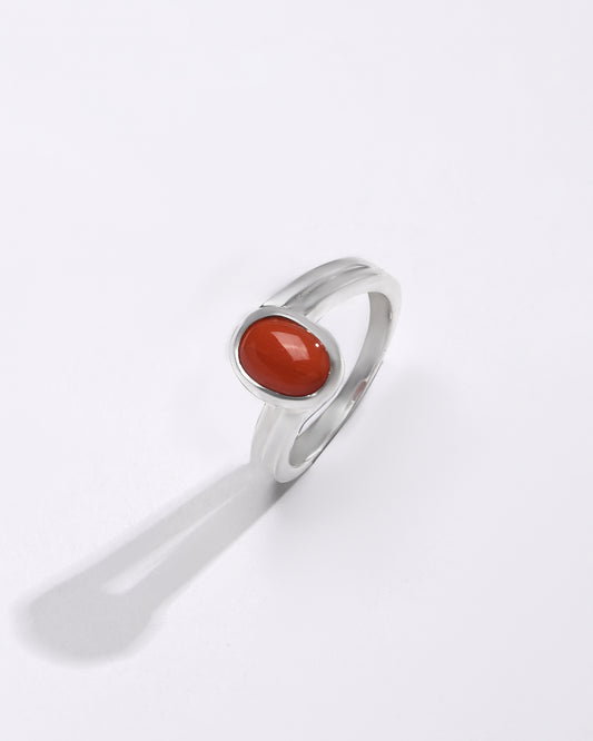 Vedic Coral (Moonga) Ring â€“ 925 Silver - #1153 Ov - Myra