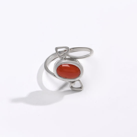 Balanced Coral (Moonga) Ring – 925 Silver - #1155 Ov - Myra