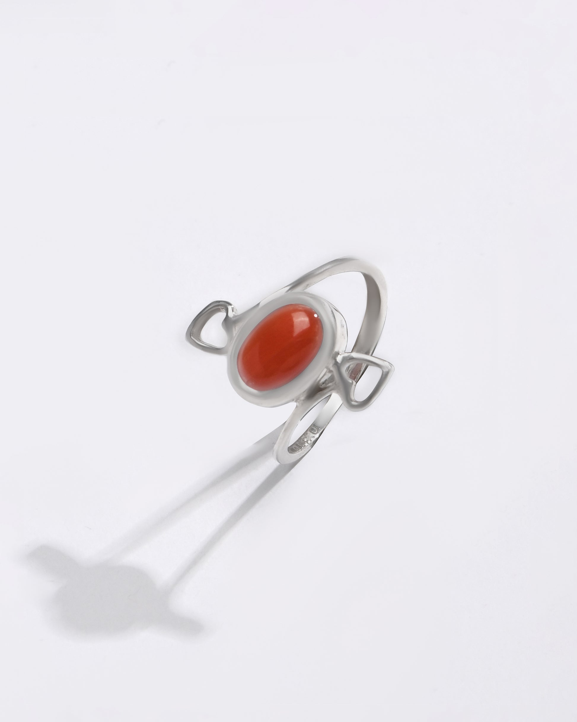 Balanced Coral (Moonga) Ring – 925 Silver - #1155 Ov - Myra
