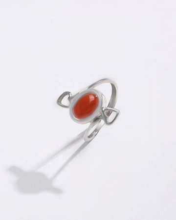 Balanced Coral (Moonga) Ring – 925 Silver - #1155 Ov - Myra