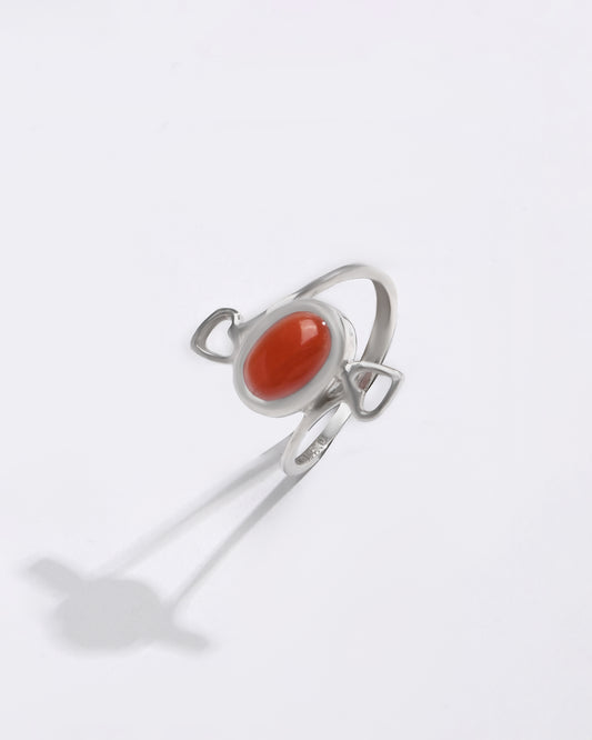 Balanced Coral (Moonga) Ring â€“ 925 Silver - #1155 Ov - Myra
