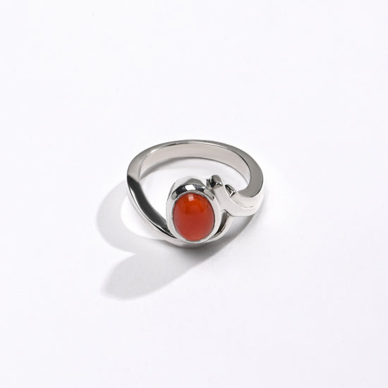 Classic Red Coral (Moonga) Ring in Sterling Silver – #1176 Ov - Myra