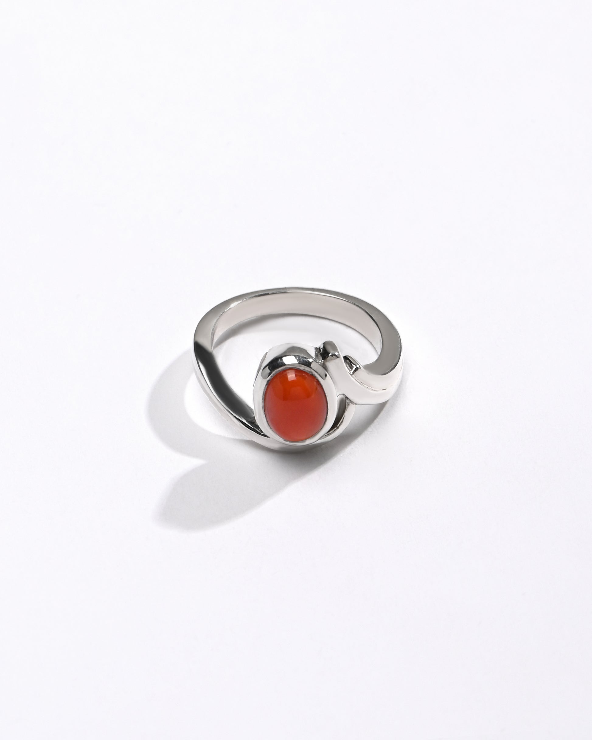 Classic Red Coral (Moonga) Ring in Sterling Silver – #1176 Ov - Myra