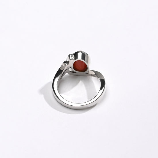 Classic Red Coral (Moonga) Ring in Sterling Silver – #1176 Ov - Myra