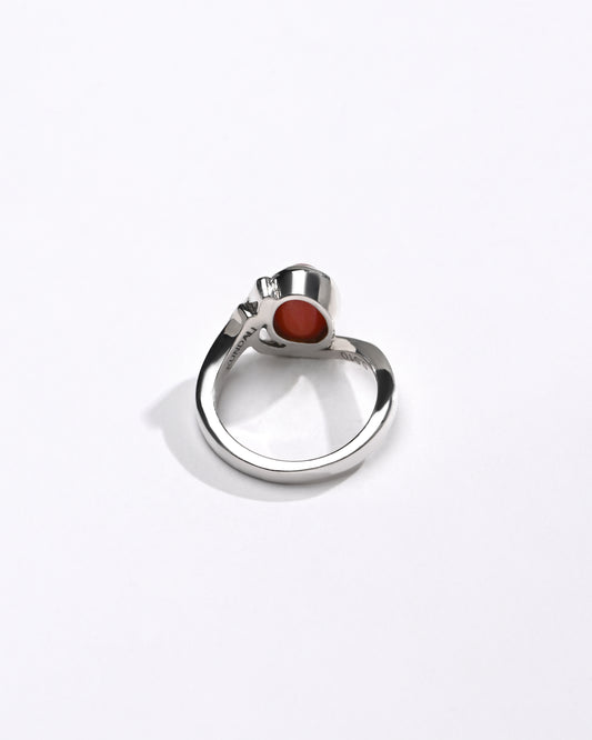 Classic Red Coral (Moonga) Ring in Sterling Silver – #1176 Ov - Myra