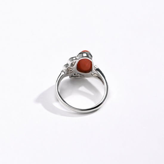 Radiant Red Moonga Ring for Gift in 925 Silver from Myra Gems