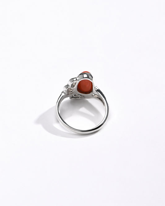 Radiant Red Coral (Moonga) Ring in 925 Silver – #1191 Ov - Myra