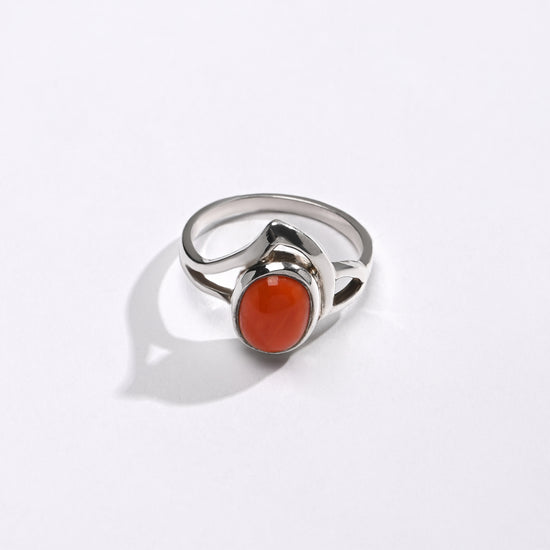Smart Coral (Moonga) Ring – 925 Silver - #1192 Ov - Myra