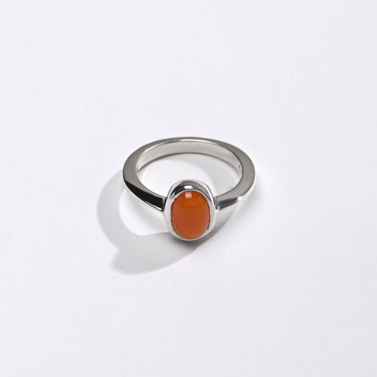 Comfort Fit Coral Moonga Rings in 925 Silver from Myra Gems 