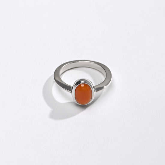 Comfort Fit Coral (Moonga) Ring – 925 Silver - #1218 Ov - Myra