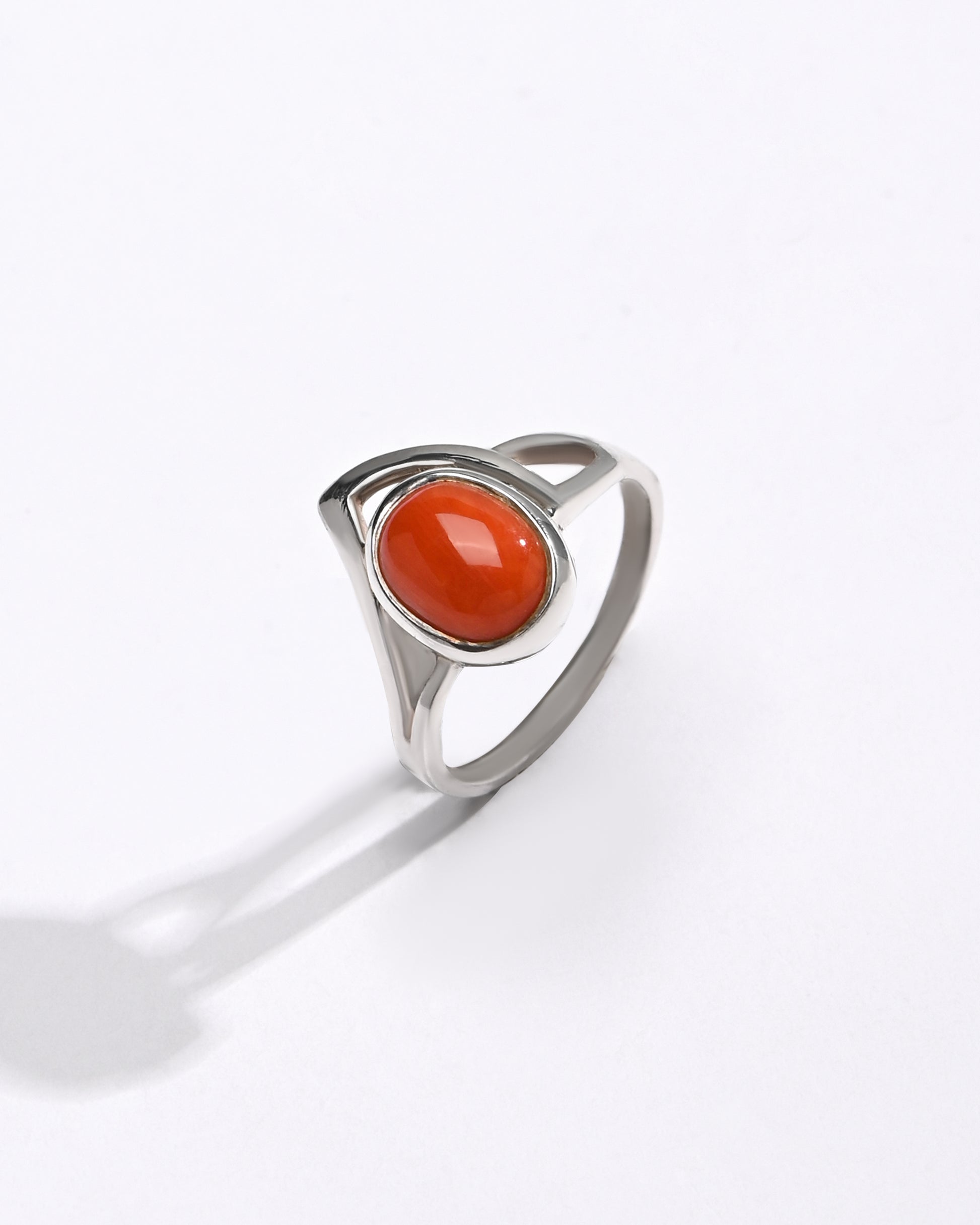 Smart Coral (Moonga) Ring – 925 Silver - #1192 Ov - Myra