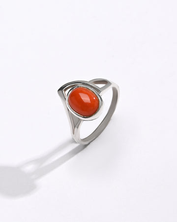 Smart Coral (Moonga) Ring – 925 Silver - #1192 Ov - Myra