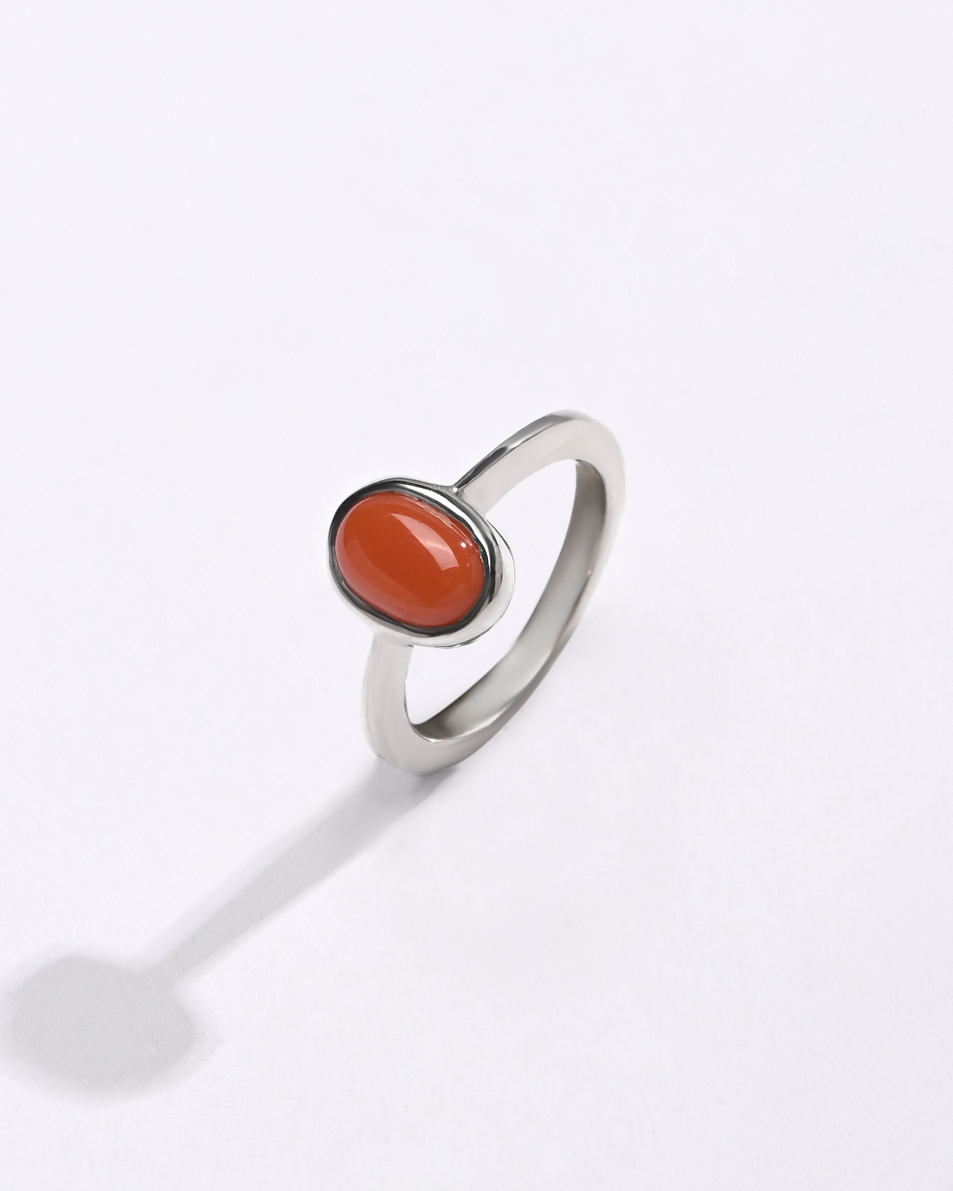 Comfort Fit Coral (Moonga) Ring – 925 Silver - #1218 Ov - Myra