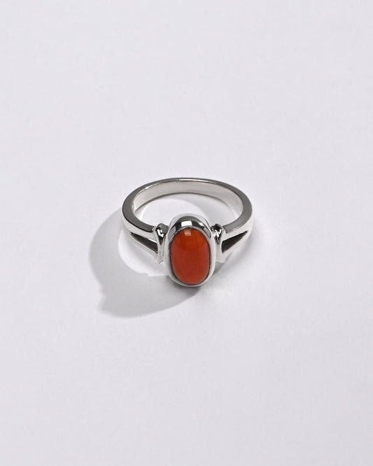 Classic Coral (Moonga) Ring â€“ 925 Silver - #1148 Ov - Myra
