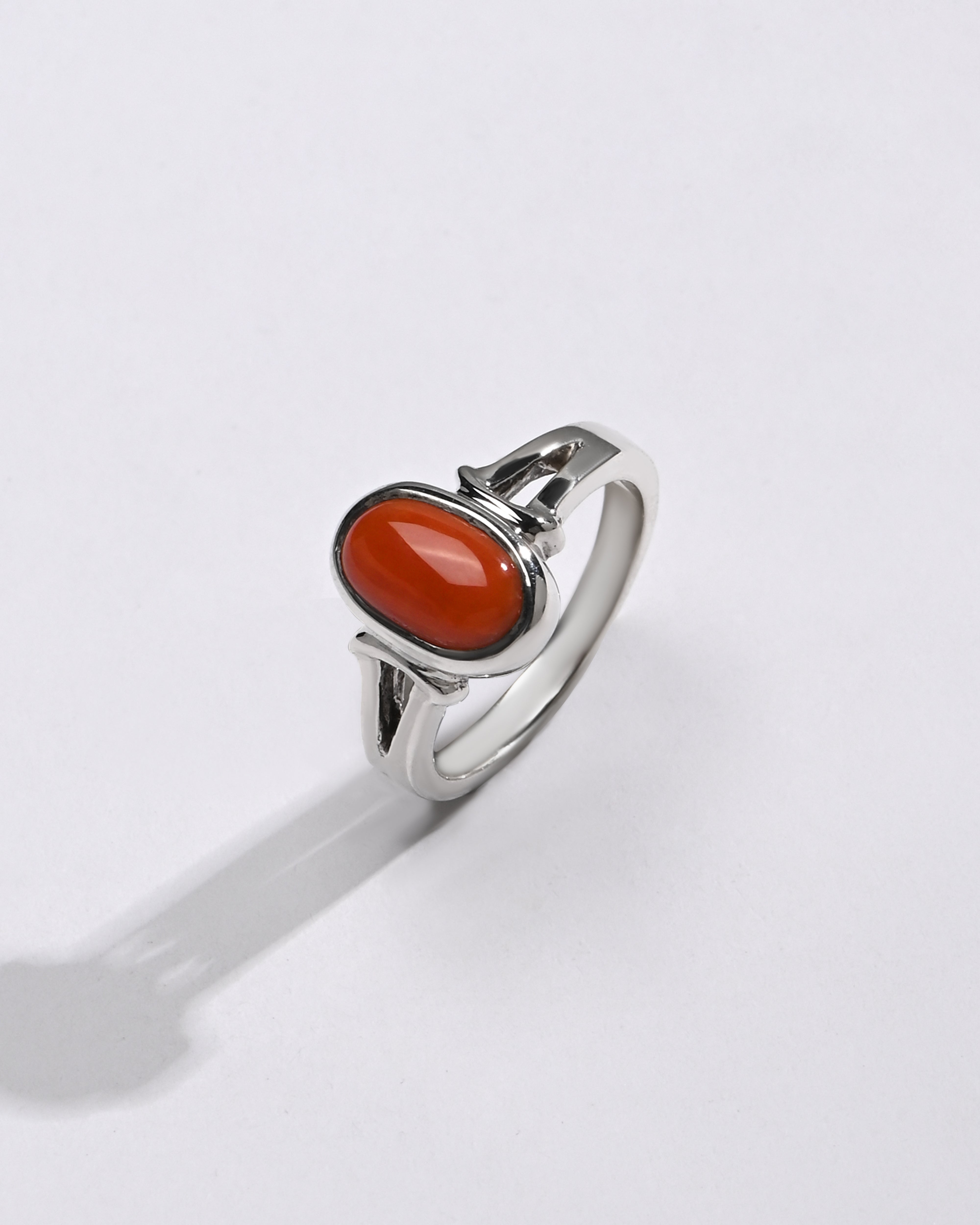 Exclusive Coral (Moonga) Ring in 925 Sterling Silver - Shakti