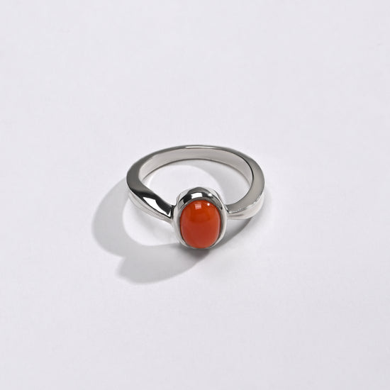 Bold Coral (Moonga) Ring – 925 Silver - #1201 Ov - Myra