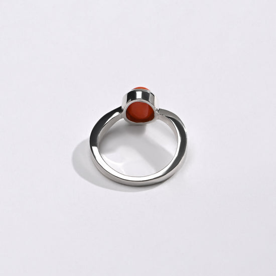 Bold Coral (Moonga) Ring – 925 Silver - #1201 Ov - Myra