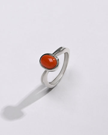 Bold Coral (Moonga) Ring – 925 Silver - #1201 Ov - Myra