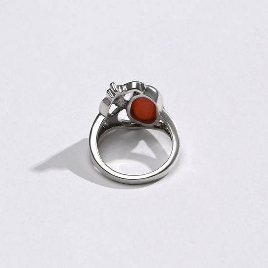 Rich-Hue Coral (Moonga) Ring – 925 Silver - #1284 Ov - Myra