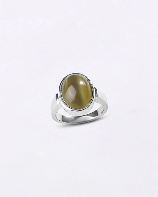 Natural Cat's Eye (Lehsunia) Ring in 925 Silver - Shakti