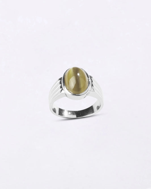 Vintage Cat's Eye (Lehsunia) Ring in 925 Sterling Silver - Shakti