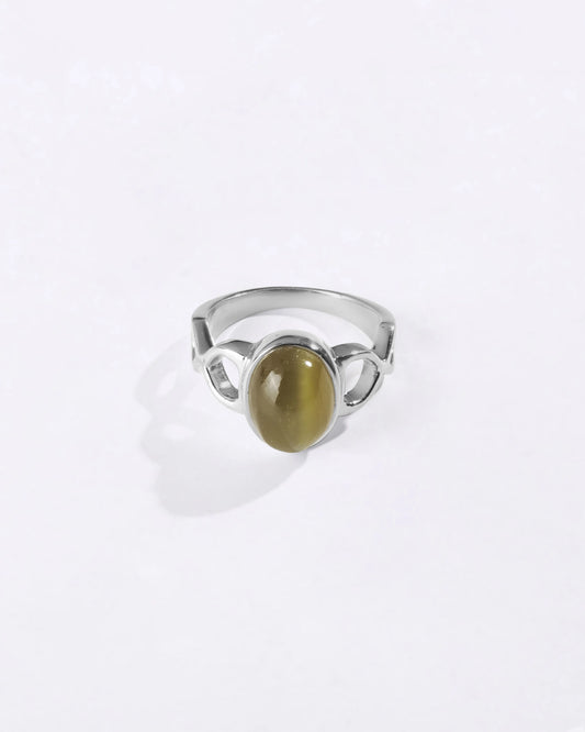Powerful Cat's Eye (Lehsunia) Ring in 925 Sterling Silver - Shakti