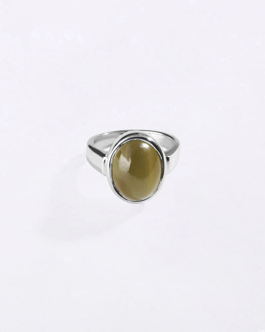 Natural Cat's Eye (Lehsunia) Ring in 925 Silver - Shakti