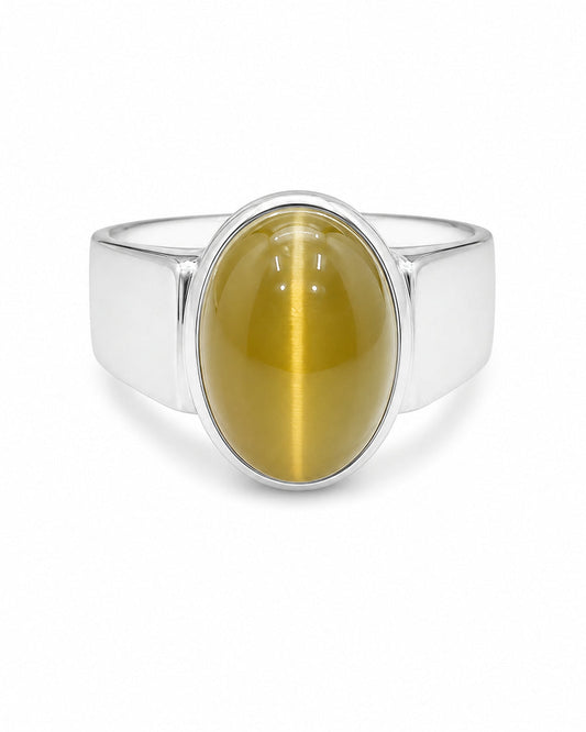 Heirloom Cat's Eye (Lehsunia) Ring in 925 Silver - Shakti