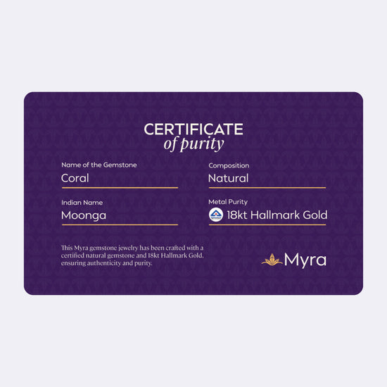Certificate of Purity of Coral in 18K Hallmark Gold
