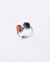 Natural Dual Blue Sapphire Coral Ring in 925 Sterling Silver