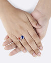 Natural Dual Blue Sapphire Coral Ring in 925 Sterling Silver
