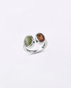 Minimalist Dual Cat's Eye Hessonite Ring in 925 Sterling Silver