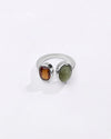 Minimalist Dual Cat's Eye Hessonite Ring in 925 Sterling Silver